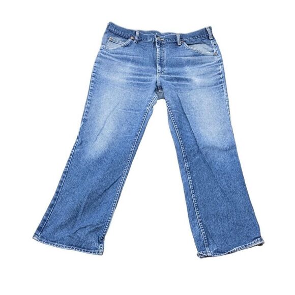 Lee Riders Denim Blue Jeans 35x28 Talon 42 Zipper Mens 1970s Dark Wash Straight - Picture 1 of 14
